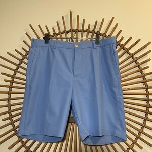 Peter Millar Crown Men’s Shorts 9” Flat Front Blue Golf Preppy Performance